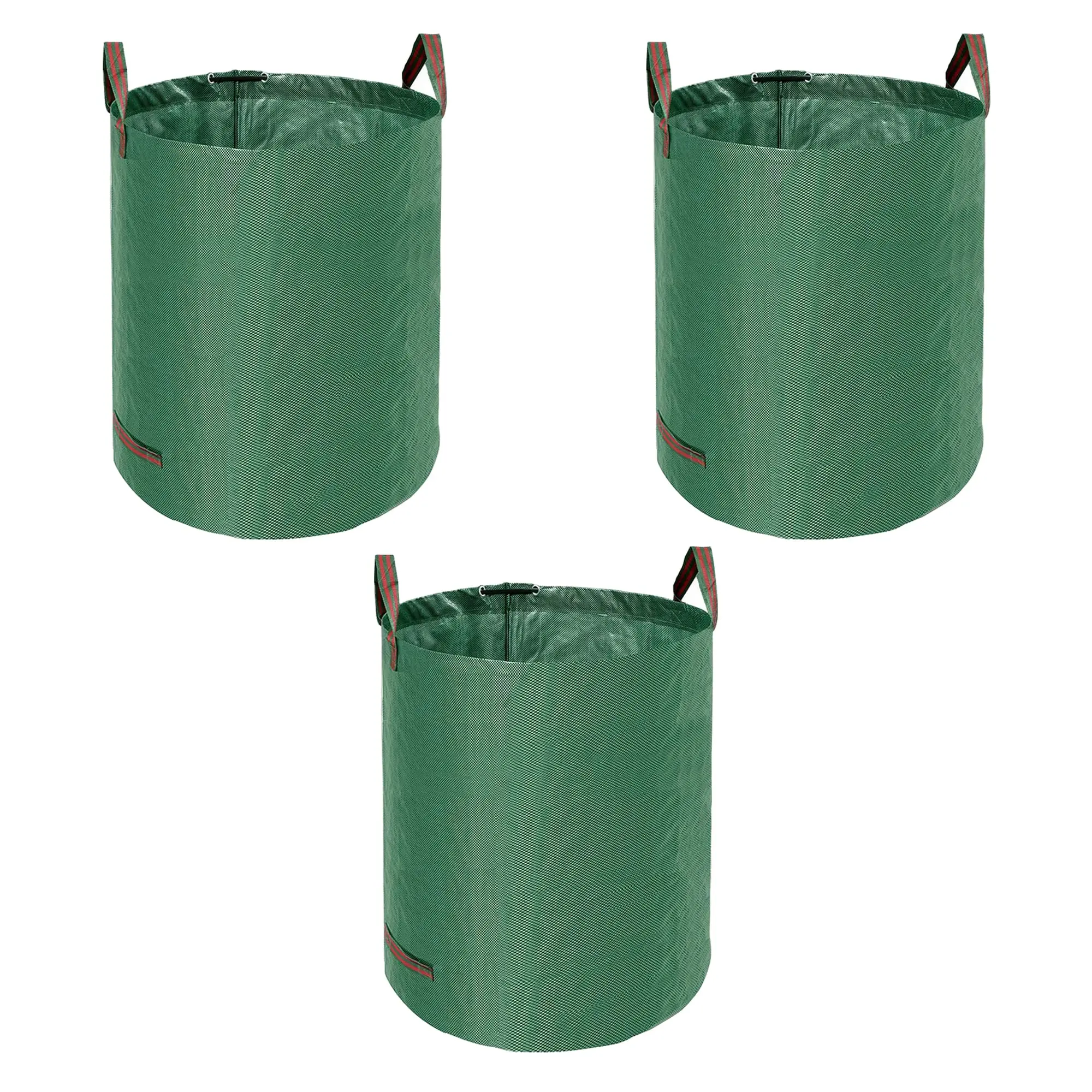 KAV Heavy Duty Garden Waste Bags - Large Garden Bag with Handles - Waterproof Rubbish Refuse Sacks - Pack of 3 (Green - 400L)