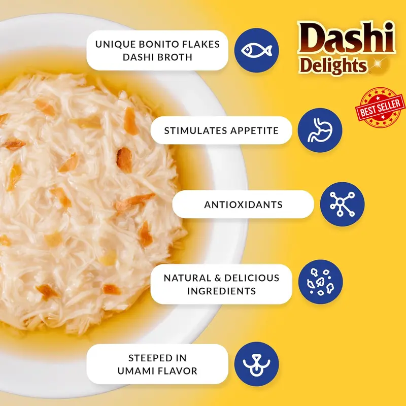 Dashi Delights: Chicken with Tuna Recipe (6 x70g) / Bits in Broth Cat Food Topping, Rich in Protein, Natural Ingredients, Delicious and Healthy 2