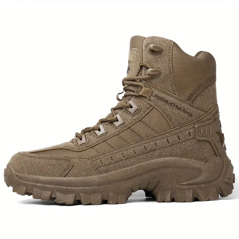 Men's Solid High Top Boots, Comfy Non Slip Lace Up Durable Shoes For Men's Outdoor Activities, Men's Footwear 5