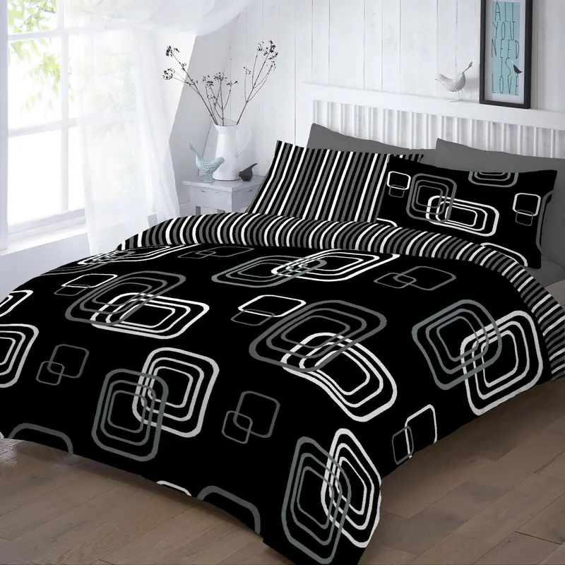 Night Zone Luxury Blake Geometric Duvet Cover Set Modern Printed Polycotton Bedding Set in All Sizes 2