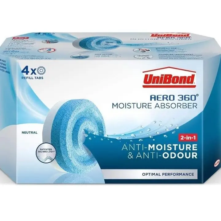 Pack of 4 Moisture Absorber Neutral Refill Tab for 360° Dehumidifier, Condensation Absorbers, Ultra-Absorbent and Odour-Neutralising, 450 g 0