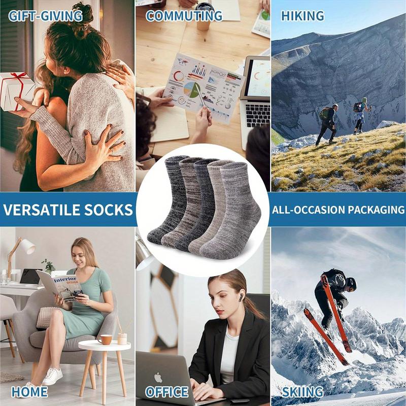 Product Introduction of 5 Pairs of Men's Heavyweight Wool Thermal Socks - Thick & Warm Crew Socks for UK Sizes 7-11, Perfect Gift for Winter 9