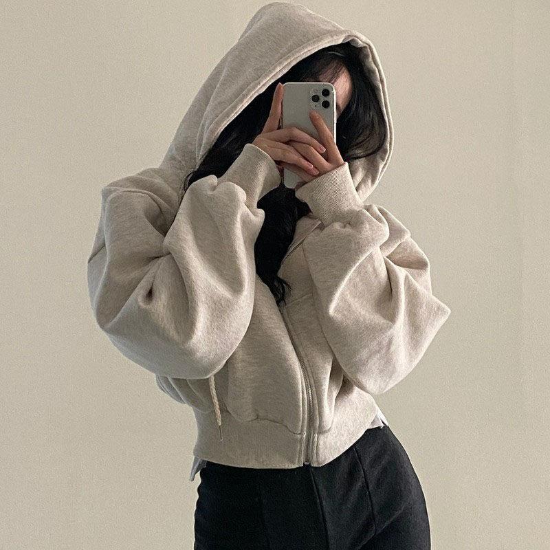 Product Introduction of Fashion Zipper Hood Sweatshirt Women Autumn Long Sleeve Crop Tops Casual Y2K Hoodies Streetwear Harajuku Female Jackets Coats 6