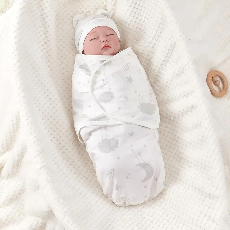 Baby Anti-shock Swaddle Cotton Printed Wrap Spring/Summer Baby Wrap Two-piece Baby Anti-kick Blanket 4