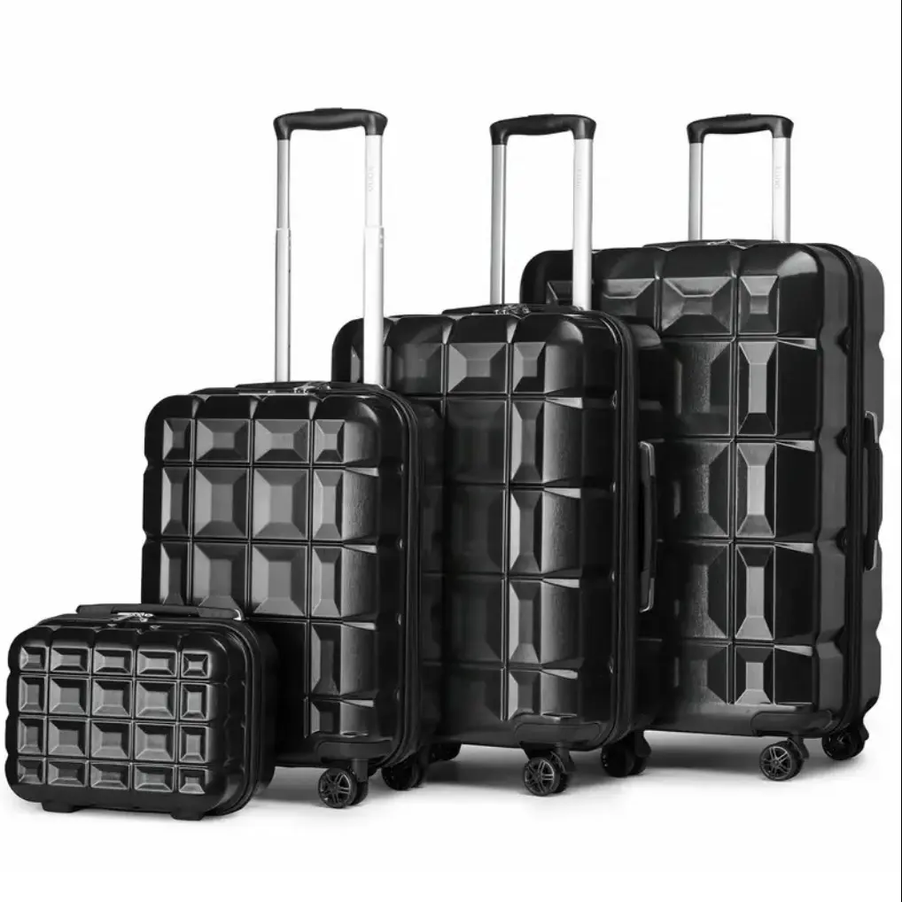 4pcs Suitcase Sets Lightweight ABS Hard Shell Luggage with TSA Lock Spinner Wheels 20" 24" 28" Travel Trolley Case + 13" Beauty Case