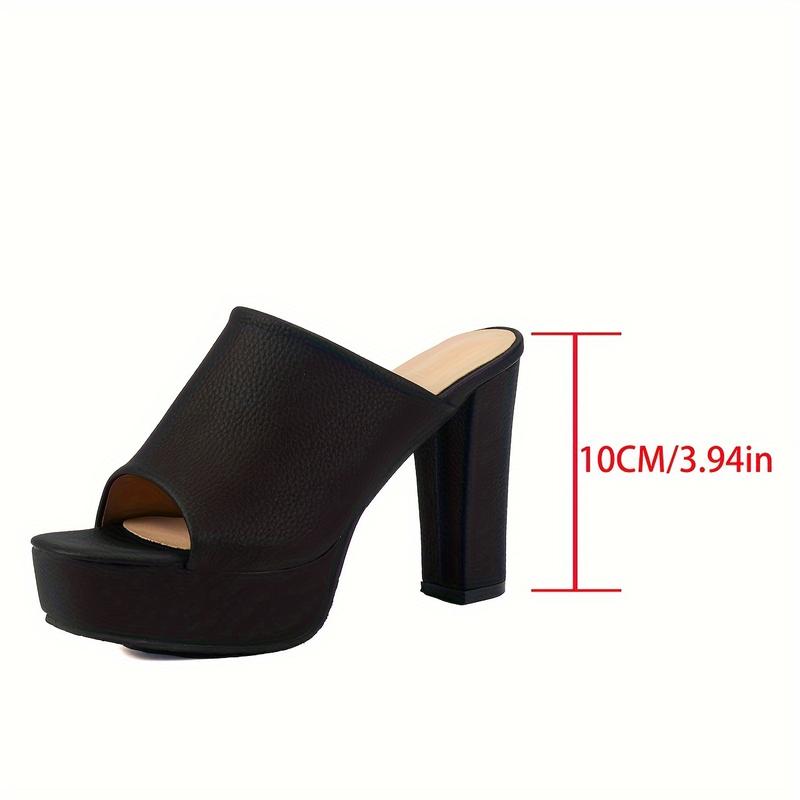 Product Introduction of Women's Solid Color Elegant Sandals, Slip On Chunky Heel Dressy Shoes, Summer Party Banquet Shoes 3