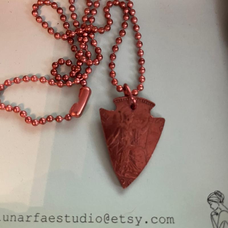 Copper Chain Necklace with Repurposed Two-Penny Piece Arrowhead Pendant - Unique Design Accessory for Men and Women 4