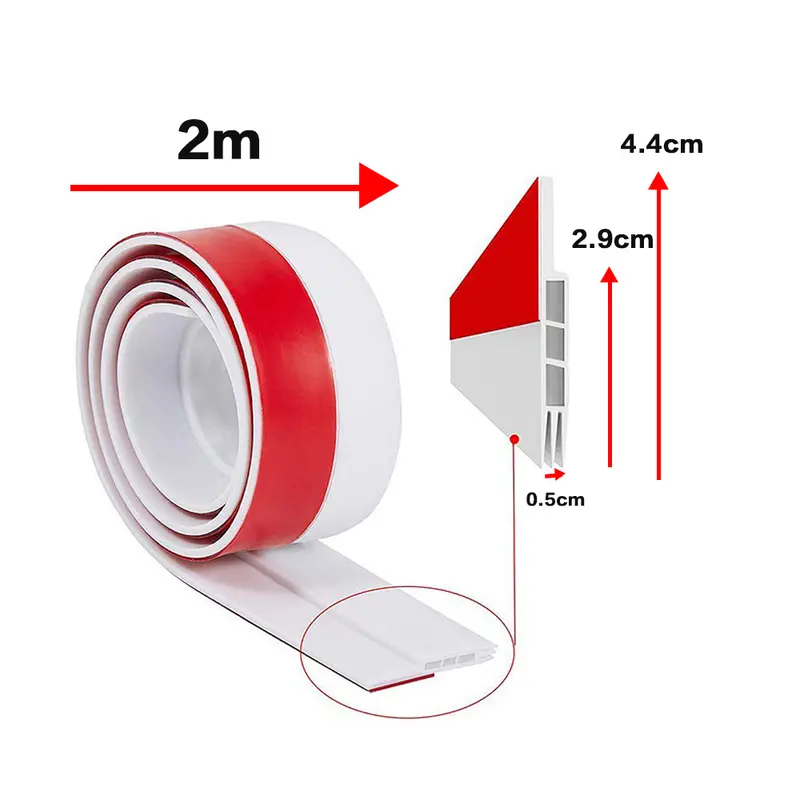 2m Draught Excluder Strong Adhesive Door Draft Stopper Soundproof Door Seal Strip for Bottom of Door - White 8