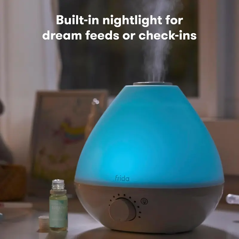 2024-New  3-in-1 Cool Mist Humidifier for Baby | Diffuser + Nightlight, Baby Humidifier for Bedroom, Nursery + Large Rooms, Quiet, Auto Shut Off, Runs 12+ hrs 2