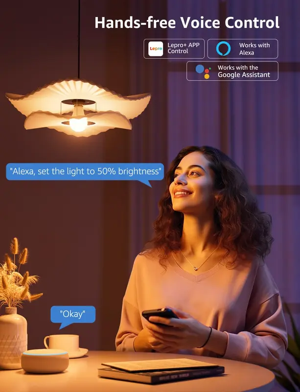 Lepro B1 AI Smart Bulb B22, Music Sync, Bayonet WiFi Bulb That Works with Alexa & Google Home, AI Lighting Design Assistant, APP & Voice Control, 806lm, Dimmable, Bluetooth Color Changing Light Bulb [Energy Class F] 6