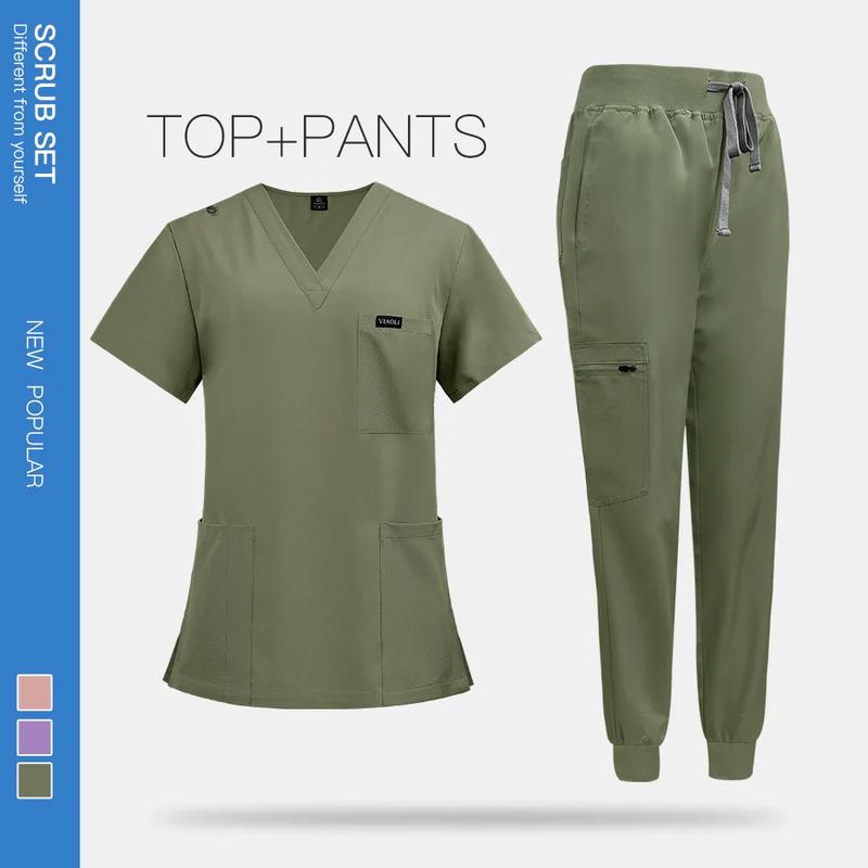 Product Introduction of Surgical Uniforms Woman Nursing Enfermeria Sets Top Pant Articles Medical Uniform Scrubs Clinical Beauty Salon hospital Suits 12