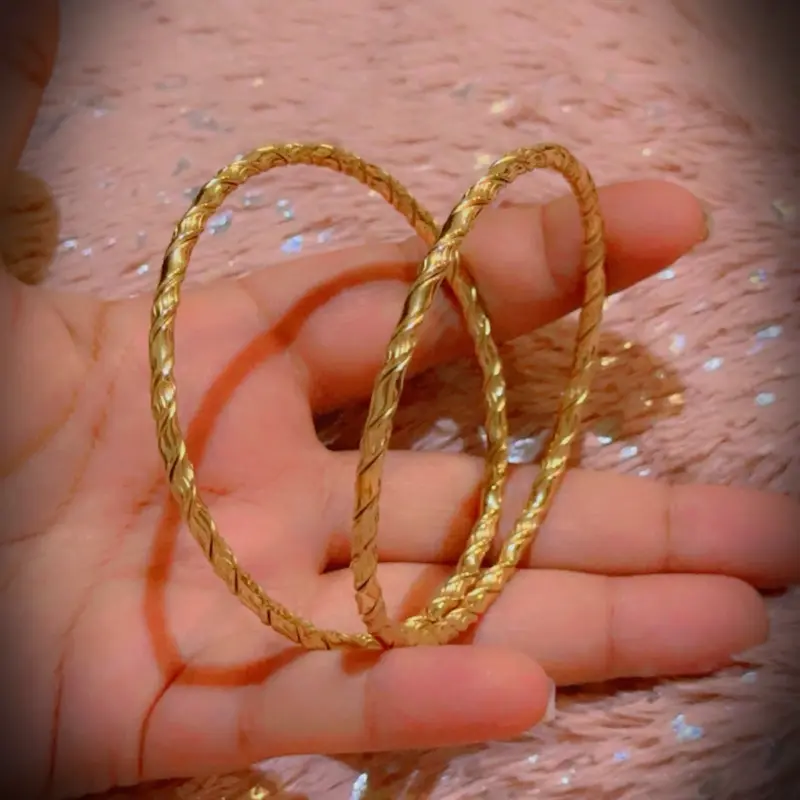 Dubai 22k Gold Plated Karras Bangles Pair - Non Fading asian Indian Pakistani weddings size 2.5 inch mehndi jewellery uk 4