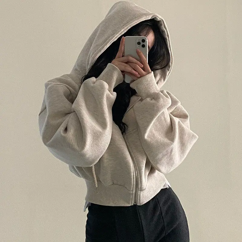 Best Sellers Fall Winter Hoodies Women Casual Streetwear Zipper Sweatshirts Long Sleeve Jackets Harajuku Y2K Cropped Tops Hooded Shirts Spring Women Cropped Jackets 3