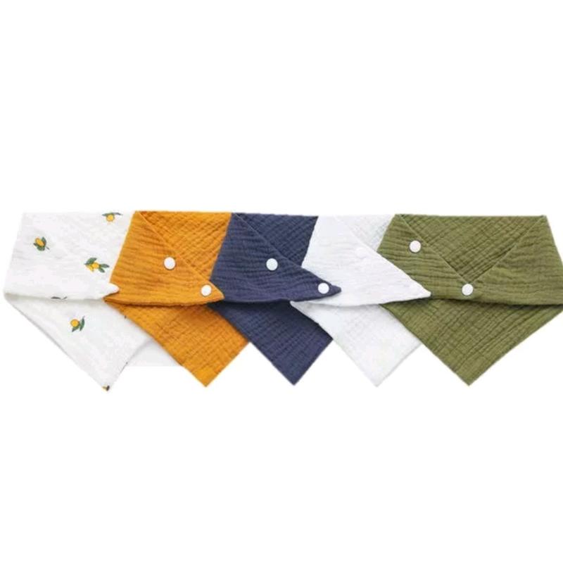 Set of 5 Muslin Bandana Style Dribble Bibs for Teething Babies 3