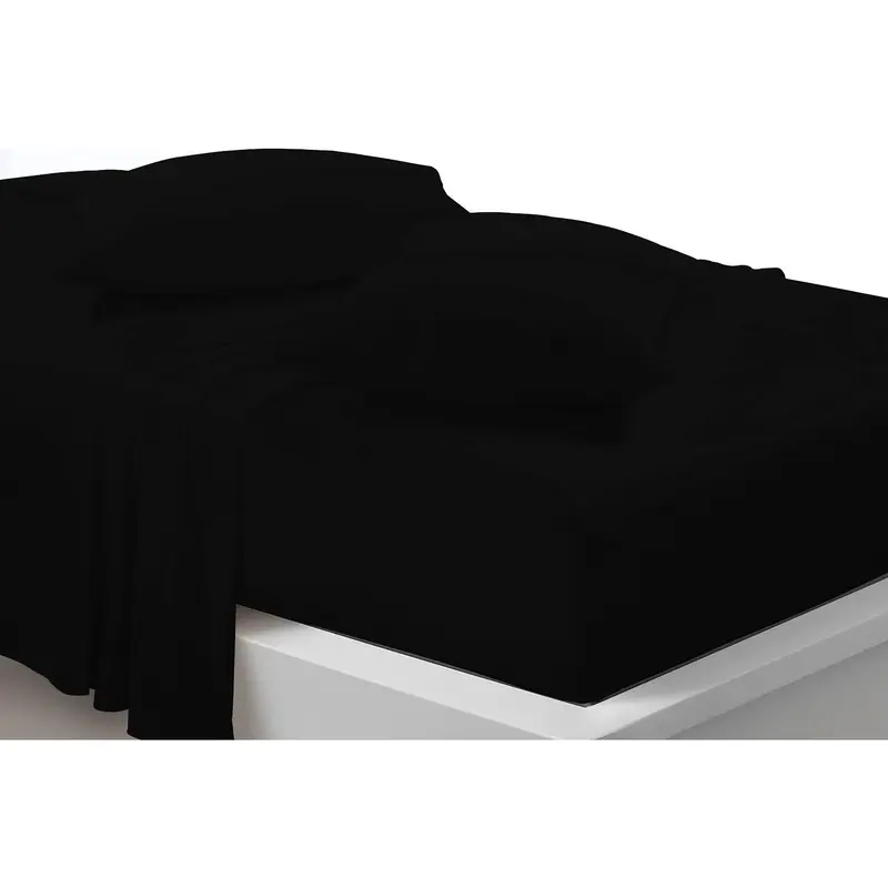 New Percale Flat Sheets 180 Thread Count Easy Care Soft Shrinkage Wrinkle and Fade Resistant Non Iron Fabric Polycotton Flat Bed Sheets (Black, Double) 4