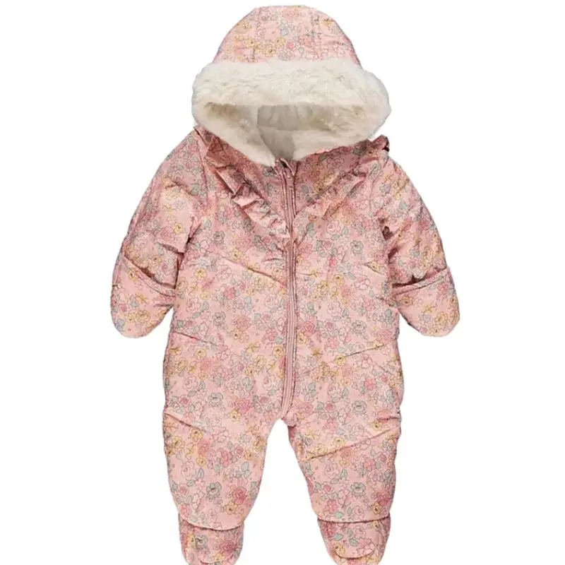 Ex George Pink Floral Baby Girls Snow Suit - Winter Outfit for Infants