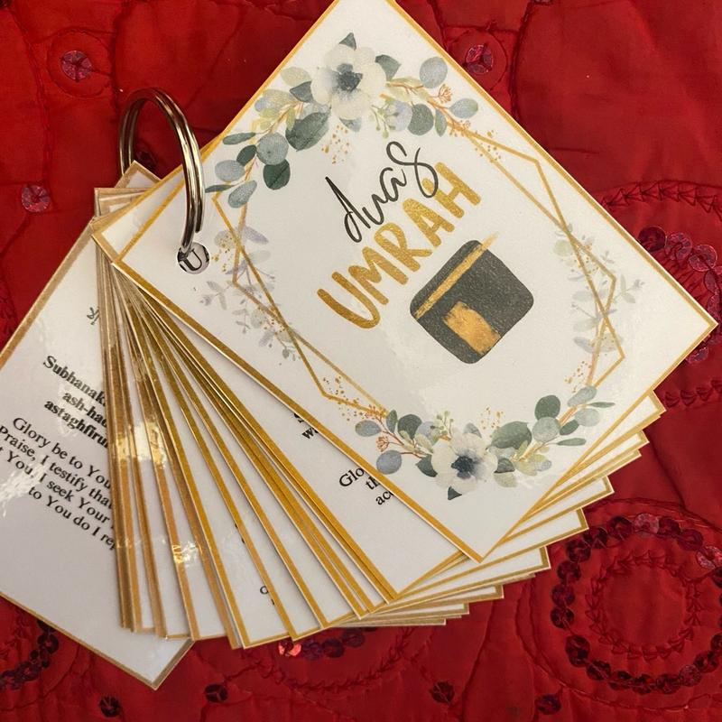 Umrah cards kids adults pilgrimage duas prayers islamic pocket size cards laminated 2