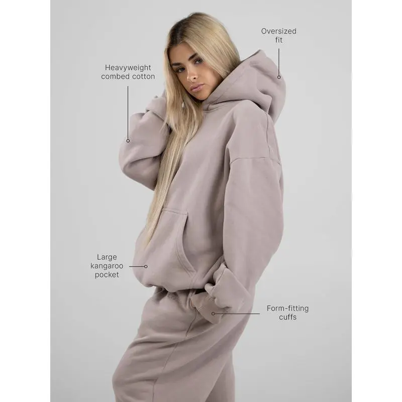 Oversized Signature Fit Hoodie | For Stress & Anxiety Women's Solid Colour Drop Shoulder Sweatshirt, Casual Fashion Comfortable Split Long Sleeve Pullover &. Sweatshirt for daily outdoor wear, spring and autumn men's and women's clothing, winter clothing 2