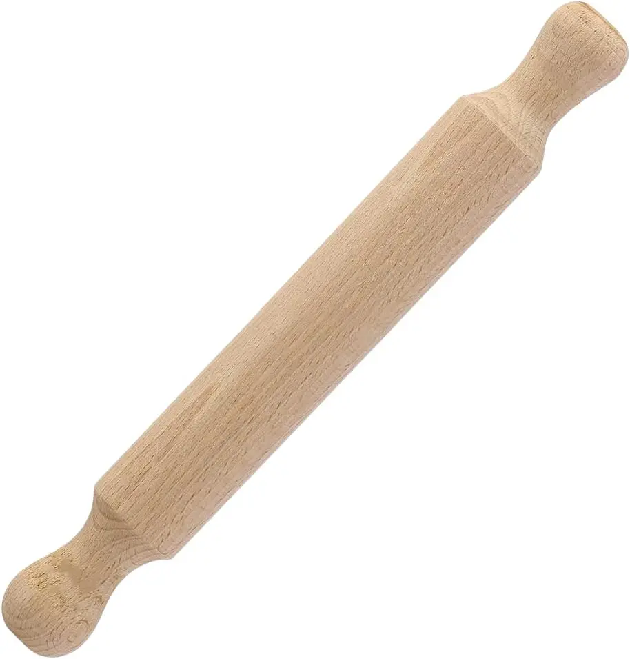 Besto Wooden Rolling Pin for Baking with Profiled Palm Supporting Edges - Wood Dough for Fondant, Pie Crust, Cookie, Pastry, Dough Rolling Pins