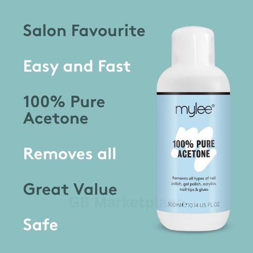 All types of nail polish, gel polish, acrylic, gels, nail tips, and glue are removed with Mylee's 100% pure acetone gel nail polish remover for UV/LED, gel soak off, and remove gel. 2