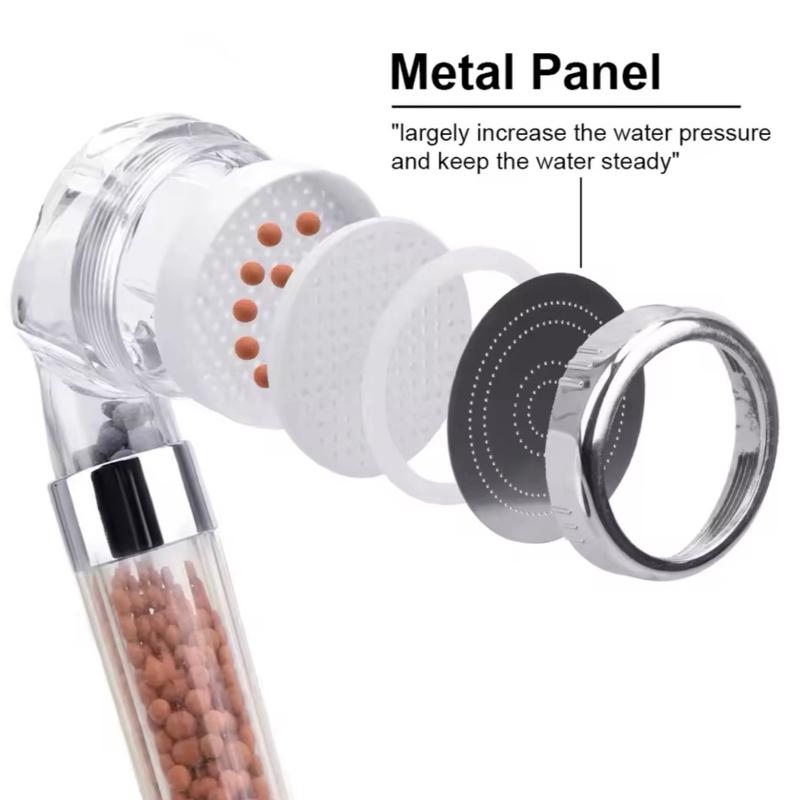 New Shower Head 3 Mode High Pressure 40% Water Saving Filters Adjustable Ionic 5