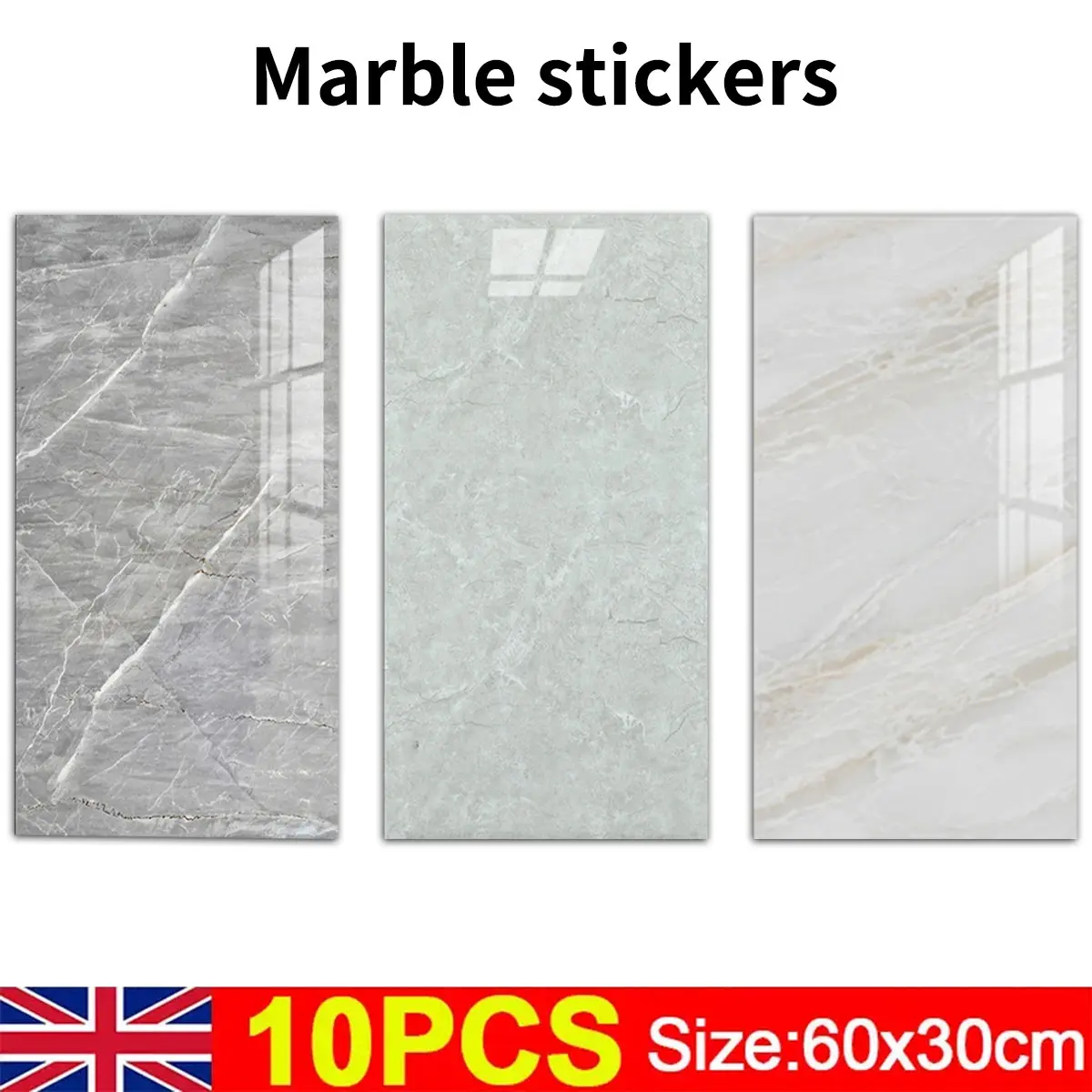 10 PCS Imitation Marble Pattern Peel and Stick Wallpaper,  Easy To Clean & Waterproof Wallpaper, Self-adhesive Wall Trim for Household & Kitchen, Wall Stickers, Home Essentials gray moisture-proof