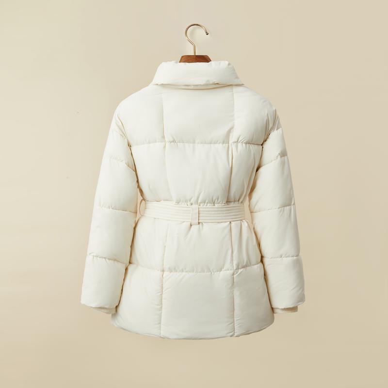 Product Introduction of [2025][Special Promotions]2025 NEW Mid Length Belted Puffer Jacket Women Casual Coat Splashproof Cream-BasiccFashion 13