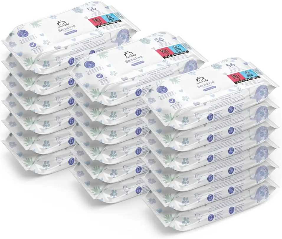 Sensitive Unscented Baby Wipes, 1008 Count (18 Packs of 56)