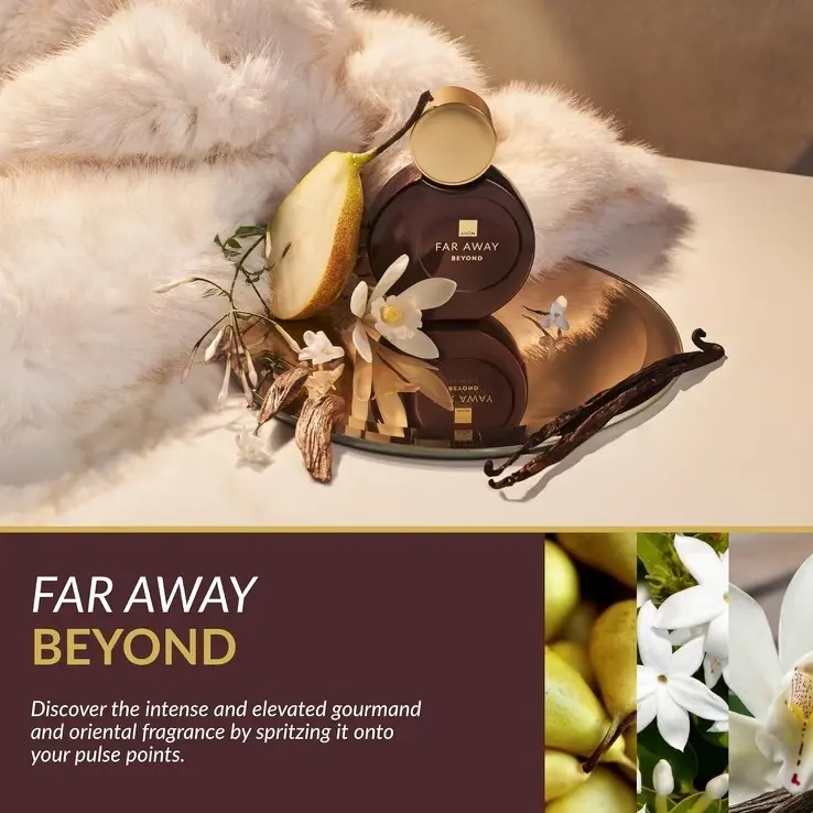 Far Away Beyond Parfum, 50ml - NEW LOOK! Transport your senses to an exotic land with the long-lasting floral and oriental perfume. Go Beyond with the enticing scents of freesia, jasmine and vanilla musk from the bestselling Far Away range.