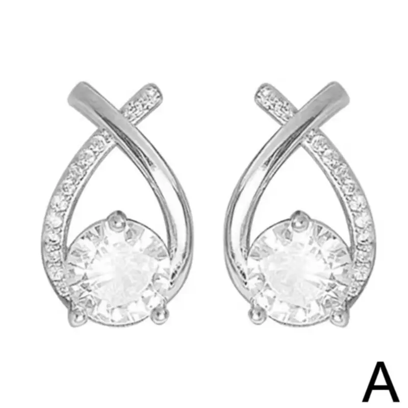 Fashion Cross Stud Earrings For Women Girls Korean Style Elegant Crystal Jewelry Ear Rings Fishtail Lady Earrings Gift 5