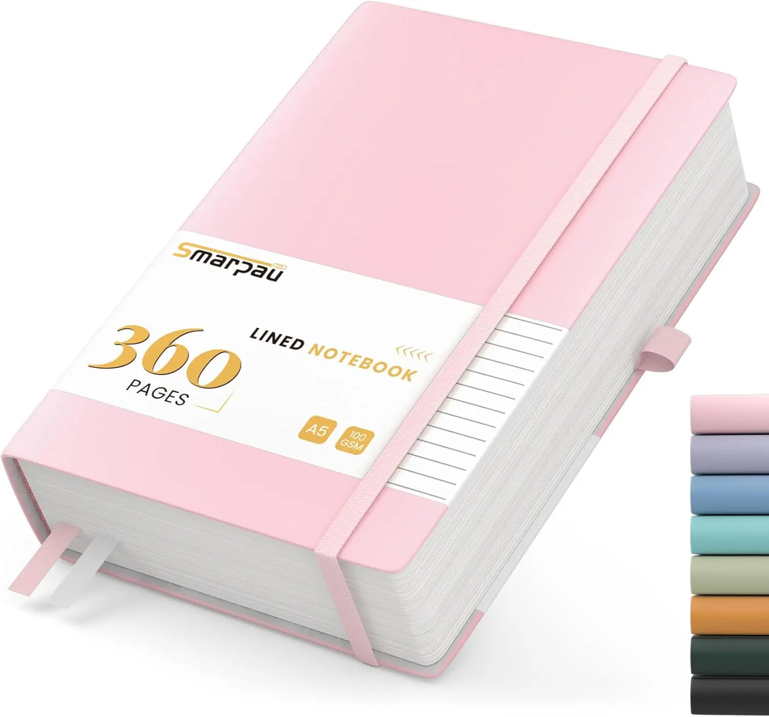 Notebook A5 Lined Journal - Leather Journal Notebook with 360 Pages 100gsm Thick Paper, College Ruled Journals Notebook for Women Men Writing School Office, 14.5 x 21cm - Pink