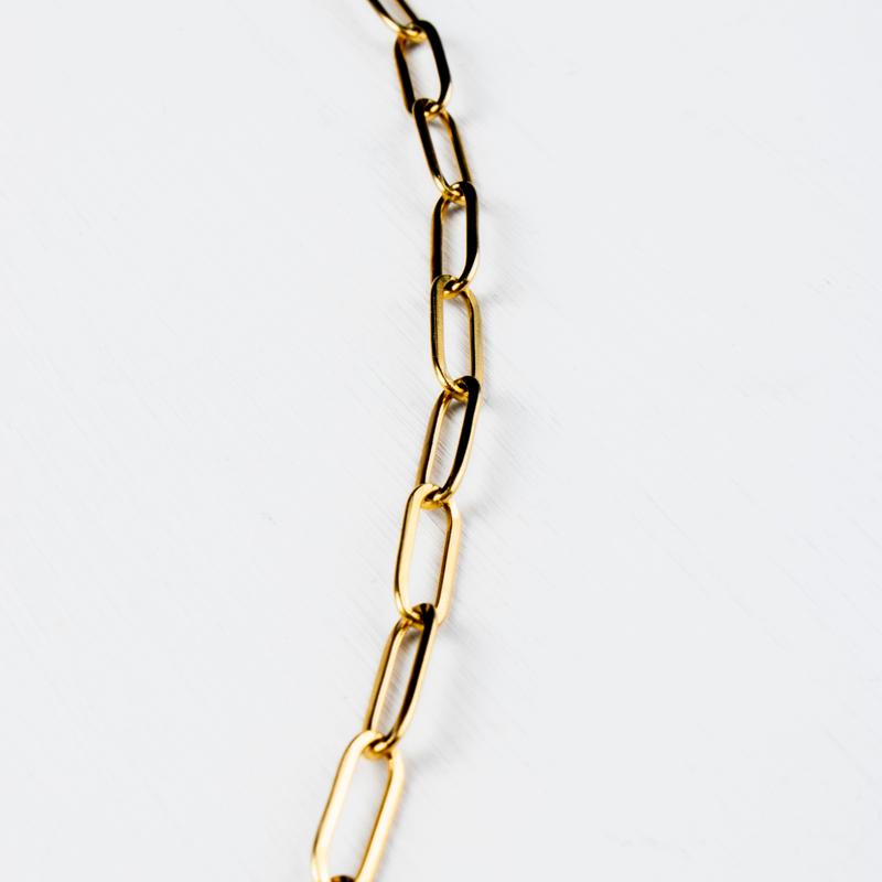 Bertha Statement Flower Charm Paperlink Necklace – 18k Gold Plated Stainless Steel 4