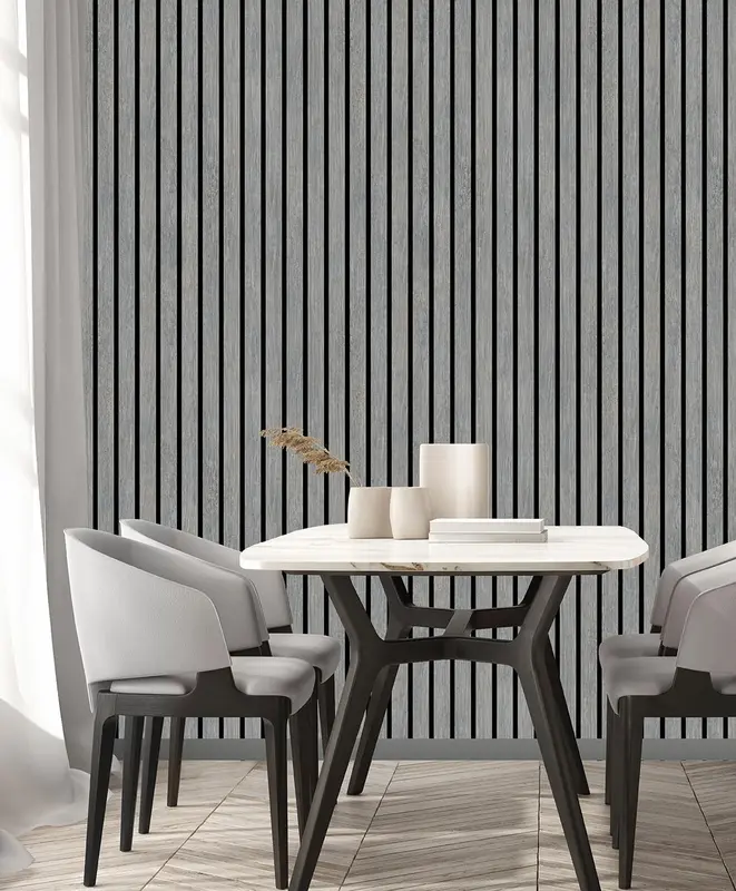 Muriva Wooden Slats Wallpaper - Grey - 10m Length, 53 Repeat Pattern - Perfect for Living Room and Bedrooms 2