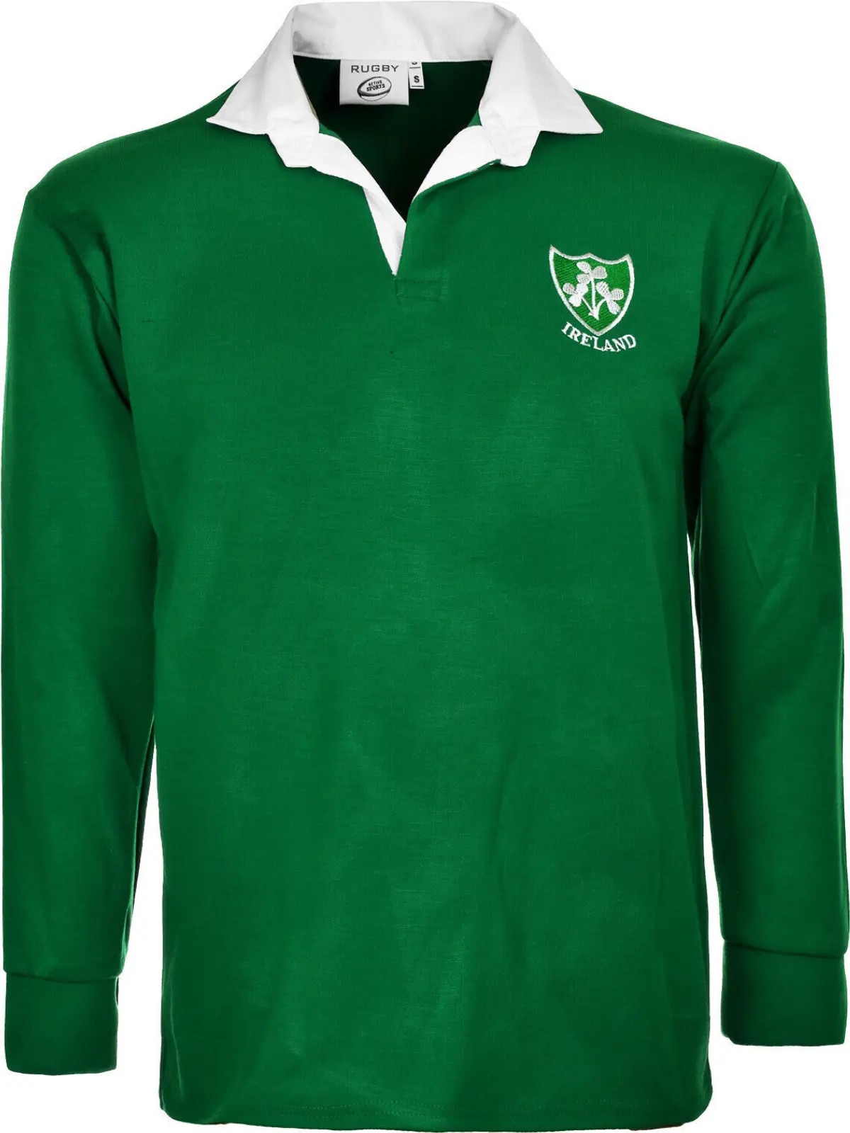 Ireland Rugby long sleeve Shirt Retro Classic Traditional Irish Top All Sizes Casual Green with Embroidered logo Collar Cotton Menswear Polo Soft Day