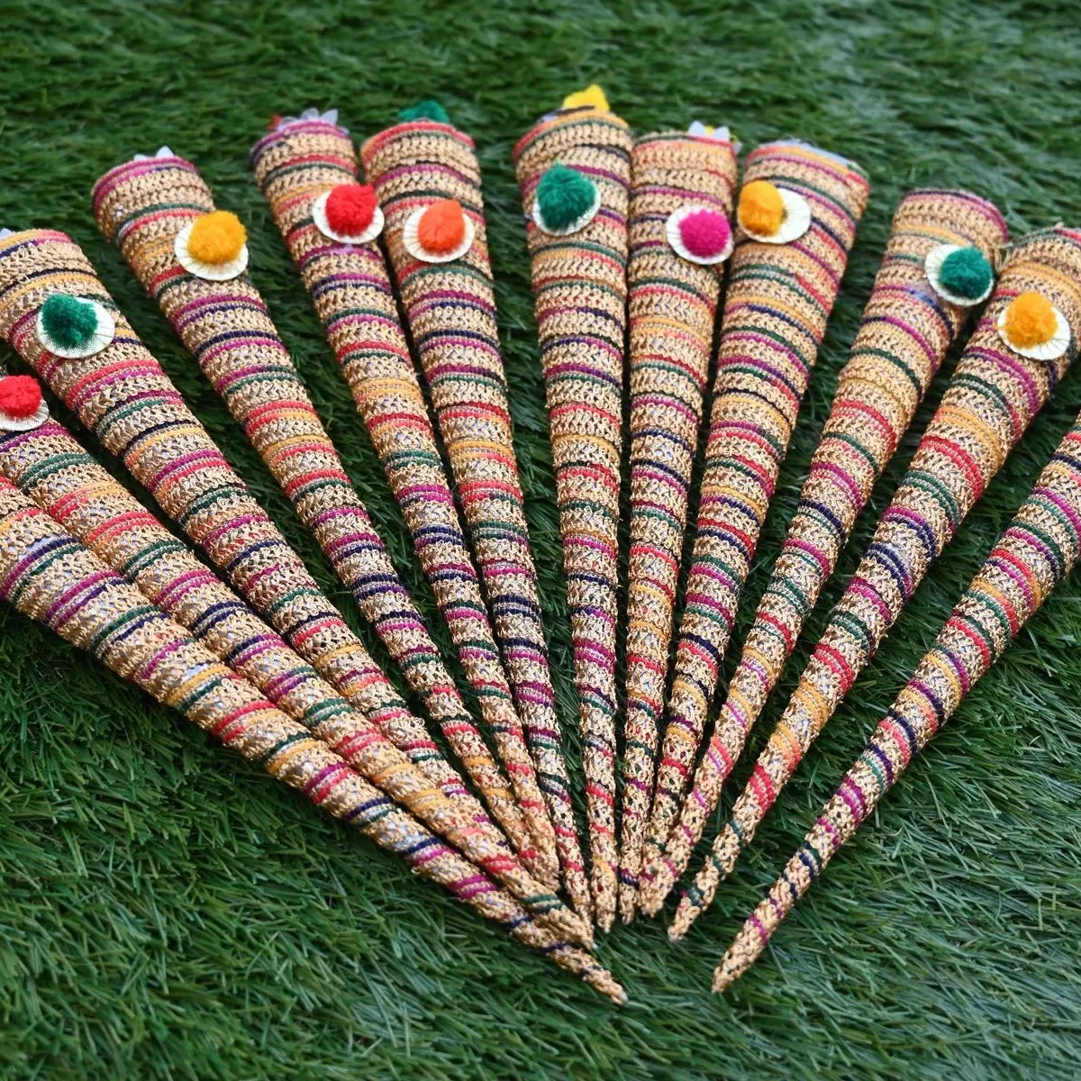 Decorative Mehendi Cones for Wedding Function - Traditional Thaal Covers Decoration Ornaments