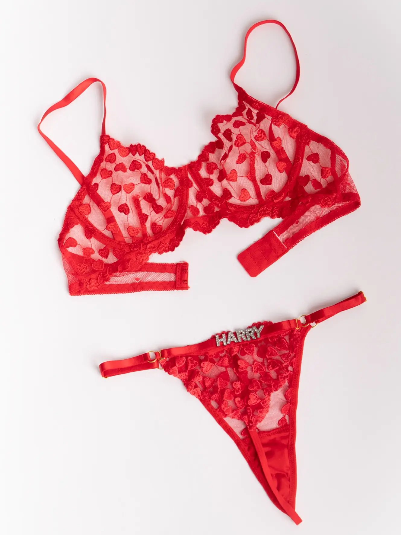 Custom Lingerie Set Personalised Thong & Bra  Embroidered Name Thong  Anniversary Gift for Him & Boyfriend Unique Intimates