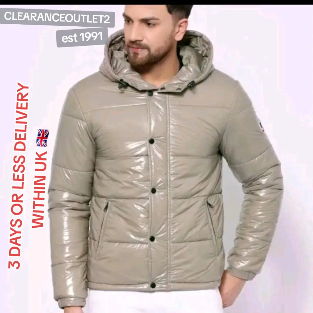Men’s Solid Hooded Down Coat Without Sweater & Necklace, Glossy Fabric Winter Coat, Zip Up Puffer Jacket For Winter, Plain Long Sleeve Elastic Cuff Warmer Coat, Men Clothes For Casual Occasion Wear, Men’s Clothing