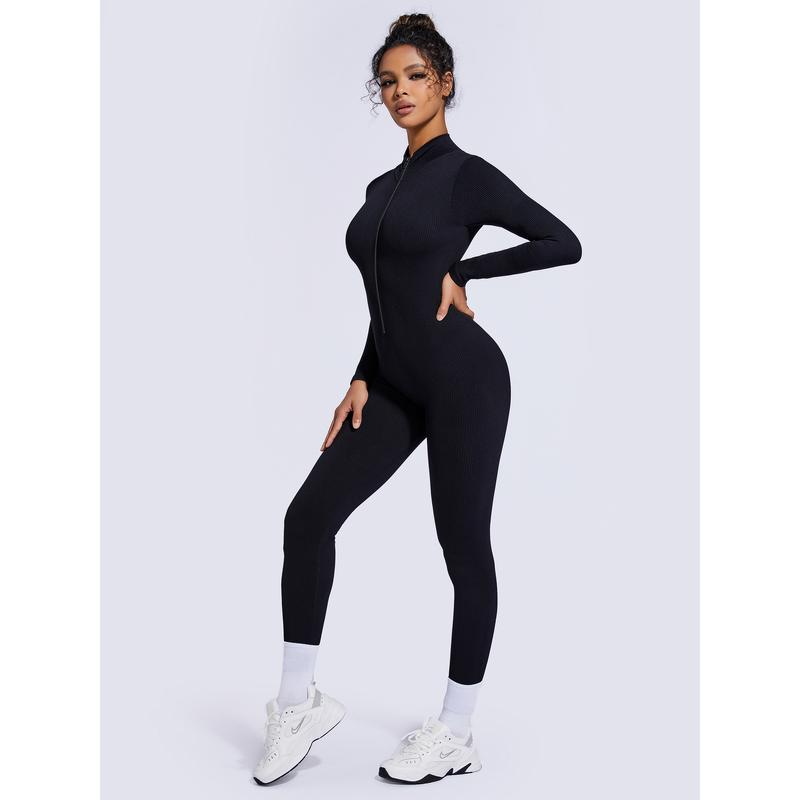 Product Introduction of GetMod jumpsusit for women's  Solid Zipper V Neck  Jumpsuit,Casual Sexy Tight-fitting Long Sleeve Jumpsuit for Spring& Fall.Comfort Womenswear for Lady 18