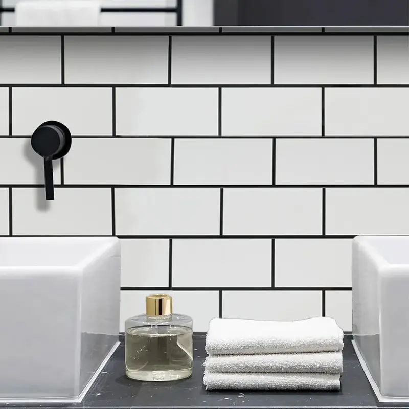 Self-Adhesive Brick Tiles Wall Stickers | Stick-On Kitchen & Bathroom Decor Decorative Waterproof Ornaments Tiles Sticker Marble 1