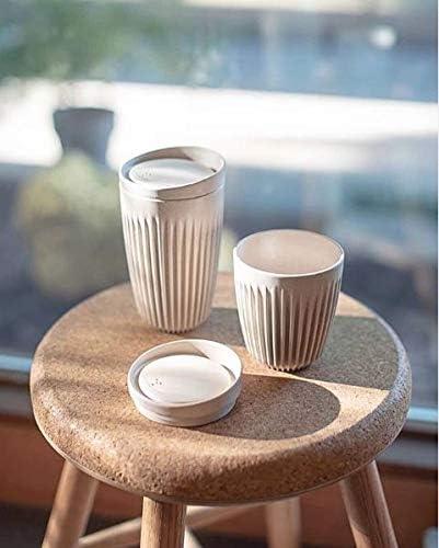 HUSKEE Coffee Cup with Lid 12 oz Natural Reusable coffee mug Tumbler For Car Home Office work Gym Travel Beverage Bottle Disposable Drinkware Portable 7