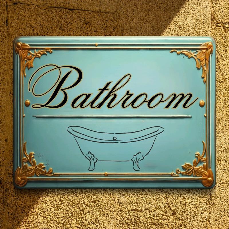 Door Signs for Home Plaques 1pcs, Kitchen, Lounge, Bedroom, Bathroom, Toilet, Ladies, Gents, Room Names Text, Vintage Rustic Pattern, Aluminium Metal, Shabby Chic Decoration for House Set, B&B Hotel Business Indoor/Outdoor - 20 x 15cm Retro Wall 6