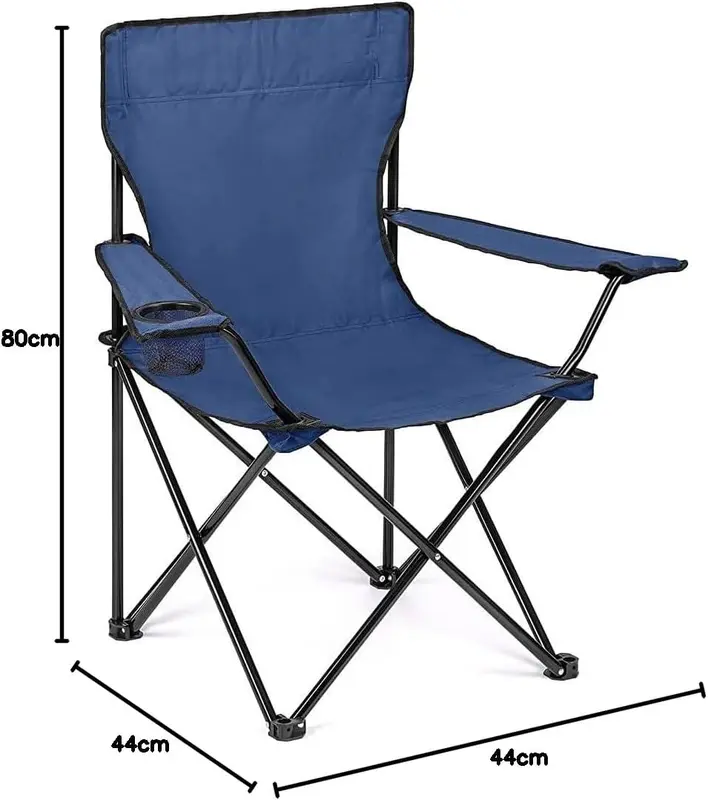 Blue Camping Chair Lightweight Folding Cup Holder Carry Bag 100kg Capacity 2