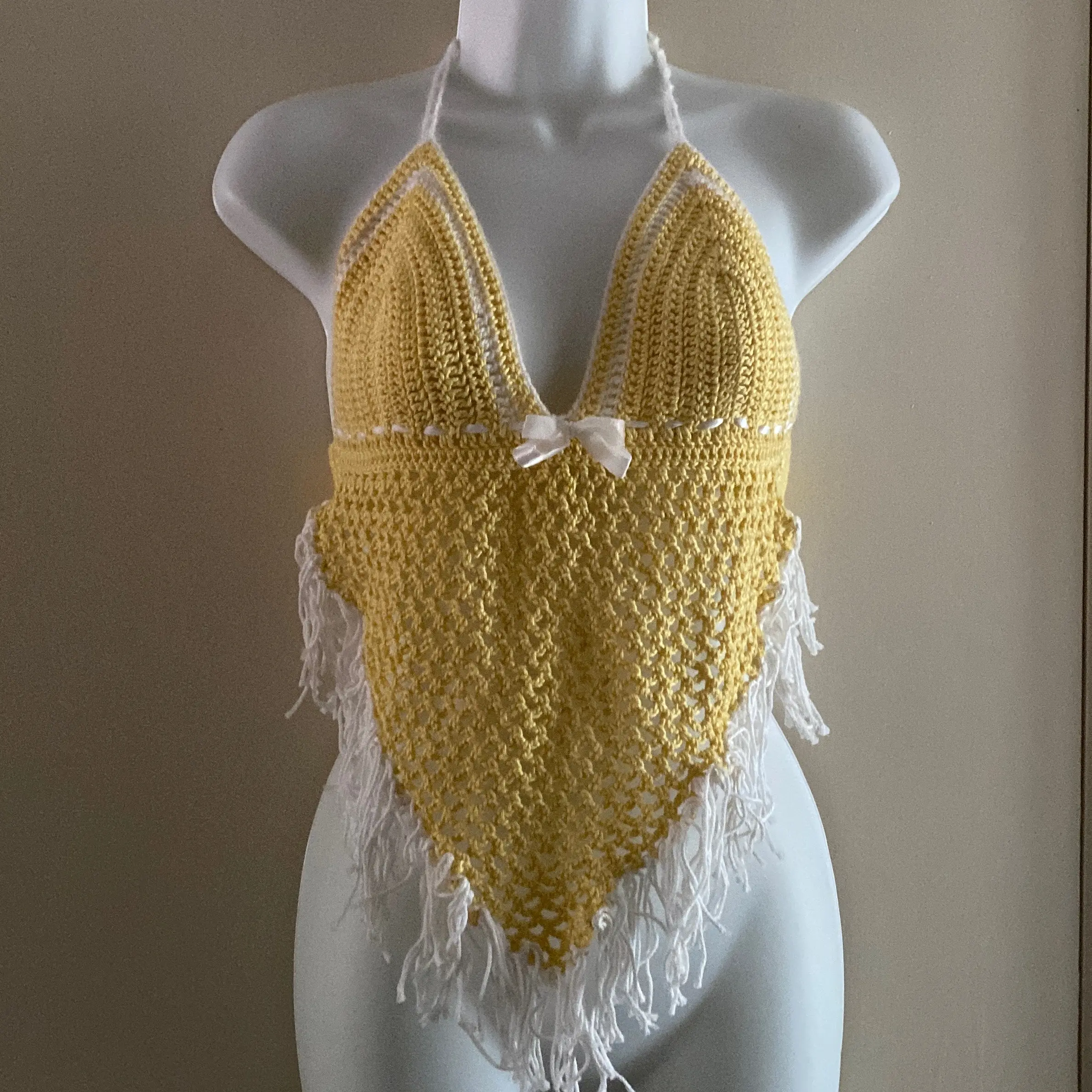Handmade Summer Fringe Backless Crochet Womenswear, Fitted, Sleeveless, Plain Casual Comfortable Clothing Formal Elegance Piece Lightweight Day