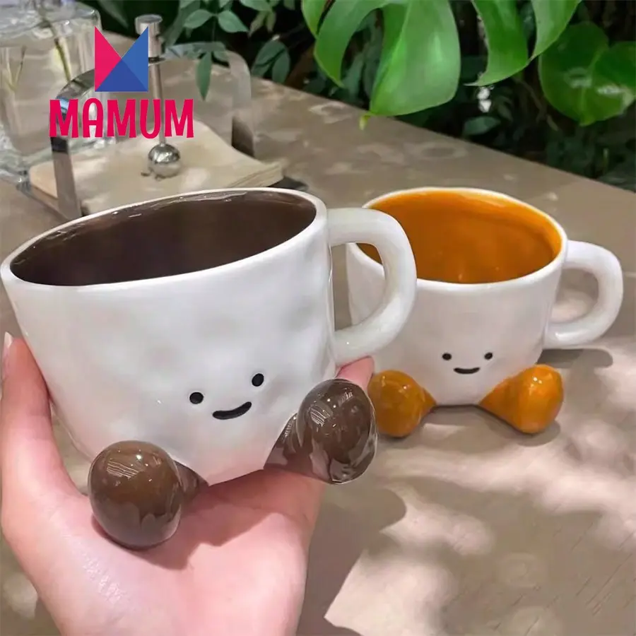 1pc Ceramic Foot-Shaped Mug, Cute Underglaze Painting Coffee Cup, Cartoon Water Cup, Birthday/Souvenir Gift Drinkware Tumbler