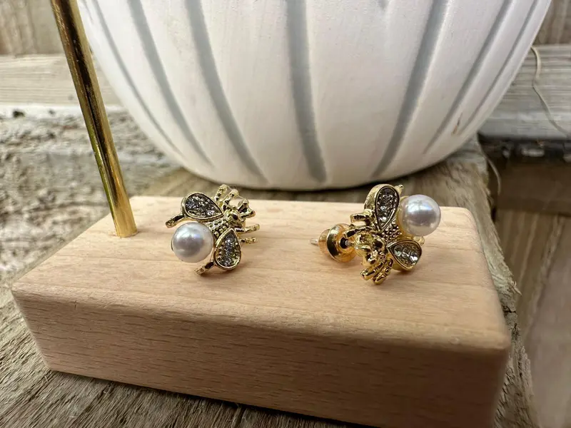 Gold Pearl Stud Earrings Tiny & Cute, Sturdy Studded Beautiful Crafted Jewellery, Accessorize with everyday or office wear outfits Cute jewellery Anniversary Auspicious Daily Wedding Engagement 8