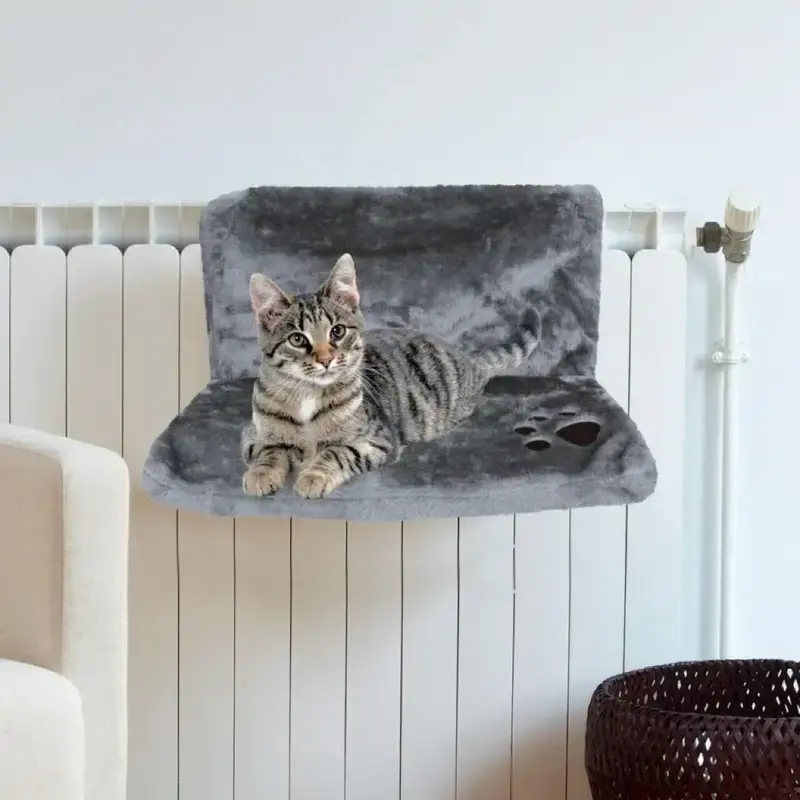 Cozy Cat Radiator Bed - Plush and Space-Saving Comfort for Small Pets, Grey kitten  bed cat  furniture