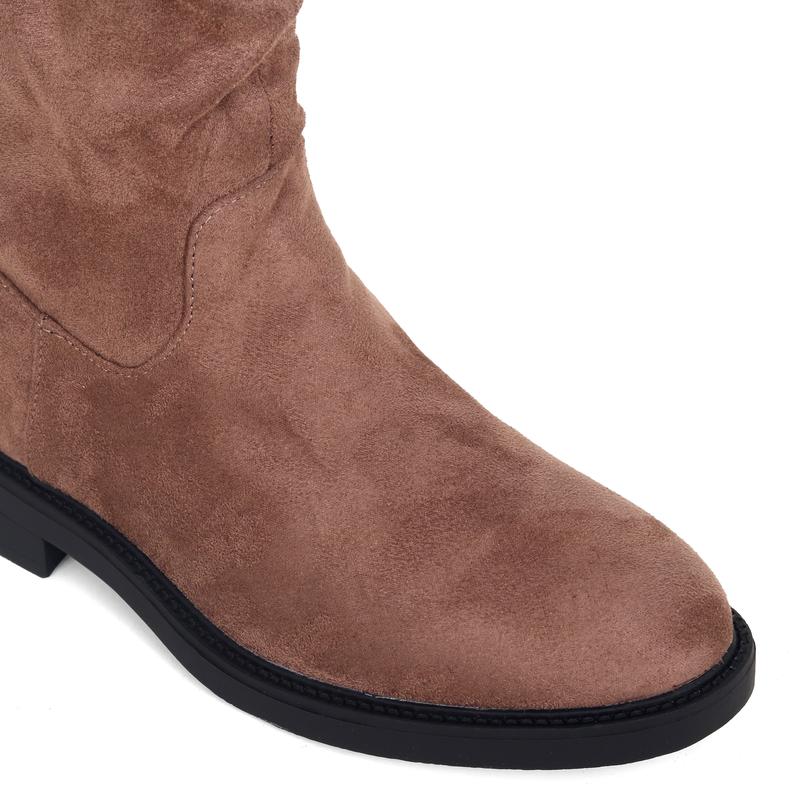 Product Introduction of SHUMOKO Women Chunky Ankle Boots  with Zip Women Knee High Boots Flat with Round Toe Women Full Zip Pull-on Boots with Flat Heel 3CM Women Black Brown Boots on youger trend Girl Walking Shoes Comfort Onyx Footwear Shoe Women Magic Stretch Boots 12