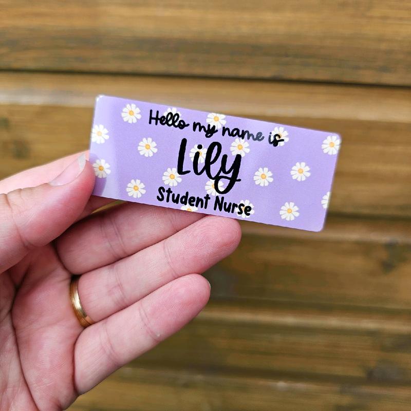 Nurse Name Badge, Midwife Name Badge, Purple Floral Name Badge, Student Nurse, Student Midwife Name Badge 0