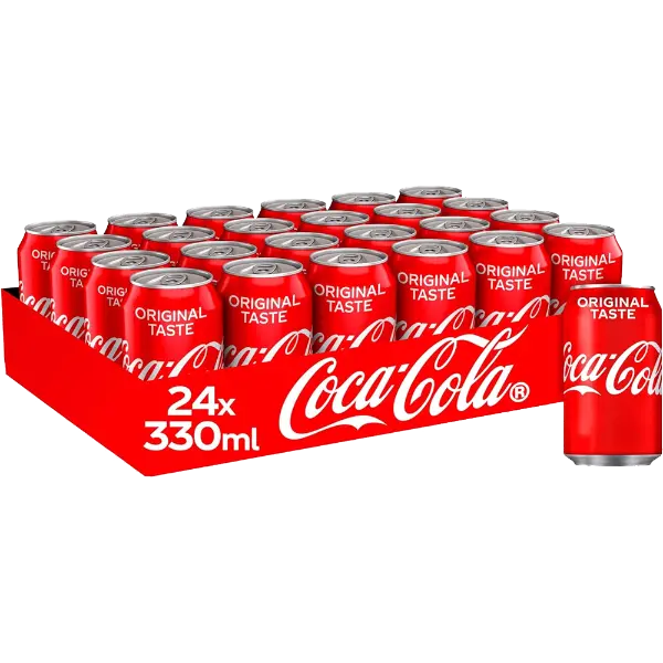 Coca Cola (EU/GB) 24x330ml Cans - Refreshing Original Beverage Natural Sugar (GB), Sugar Syrup (EU) coca cola