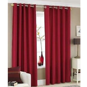 Faux Silk Curtains Pair with Tie Back Eyelet Ring Top Fully Lined Ready Made Plain Solid Colors